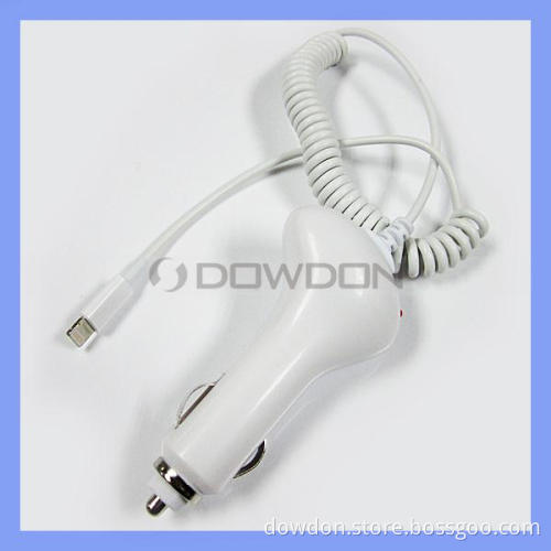 8 Pin Lightning Coiled Cable Car Charger for iPhone 5 5s 5c